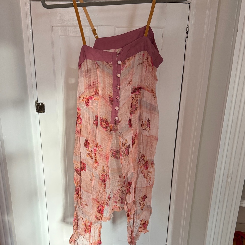 Anthropologie Purple and Pink Floral slip Top